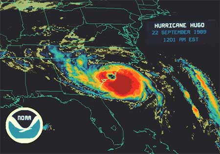 Hurricane Hugo infrared from NOAA.org